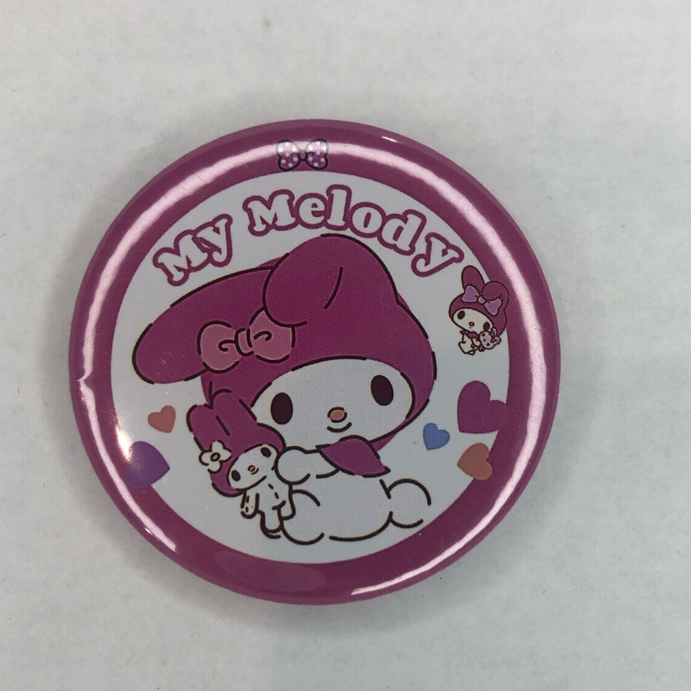 Sanrio Hello Kitty My Melody Pins 2.5 inches with Plastic Back Pink